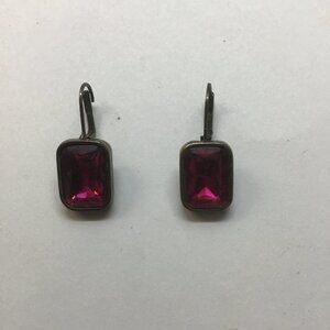 Crimson Rectangular Earrings